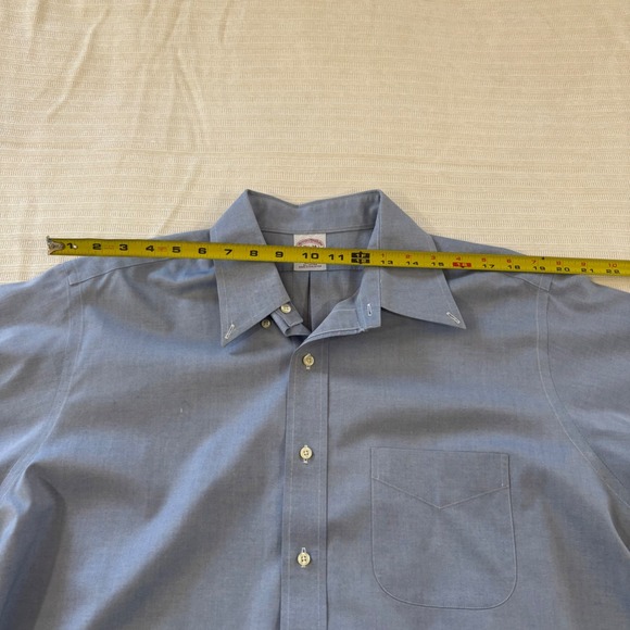 Brooks Brothers Non-Iron Cotton Dress Shirt 16.5 34 Traditional Fit Blue Oxford - Picture 7 of 9